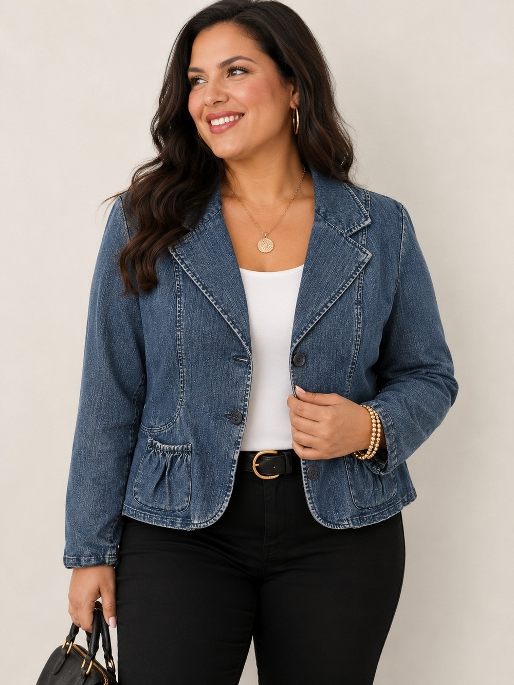 Cherokee Dark Blue Denim Blazer Jacket